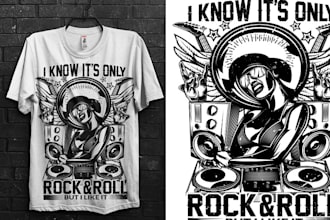 create merchandise music t shirt design for print on demand