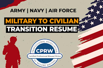 deliver military resume writing service for US veterans