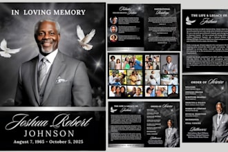 design funeral program, funeral obituary program, memorial flyer
