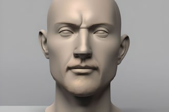 sculpt a realistic 3d head bust, 3d bust model 3d cosplay, 3d face likeness