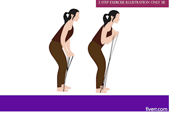 custom fitness workout illustrations for gym, yoga, and exercise routines