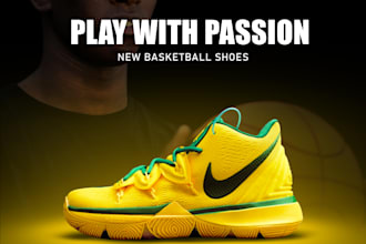create shoes sneakers footwear poster flyer  design on photoshop
