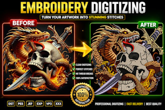 convert your logo to dst,pes,jef,exp using wilcom fast embroidery digitizing
