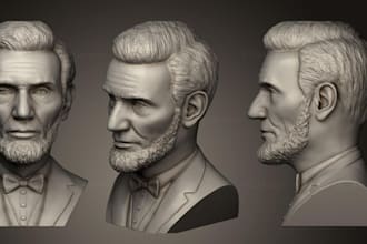 make a realistic 3d head bust, 3d head model, 3d cosplay for 3d printing