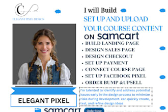 design samcart online course, mighty network set up design samcart sales funnel