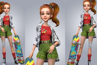 create rigged 3d cartoon character modeling blender 3d character animation fbx