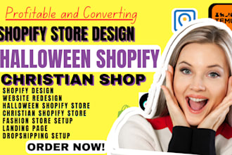 design redesign shopify store halloween shopify store christian shopify store VA