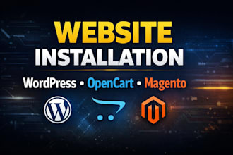 install any cms website wordpress opencart magento
