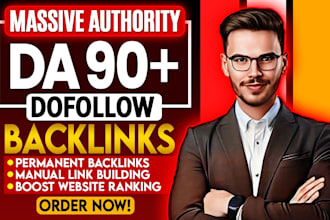 build high authority da 90 plus manual SEO dofollow backlinks for google ranking