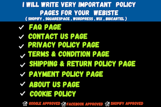 draft , create legal pages or policy pages for shopify