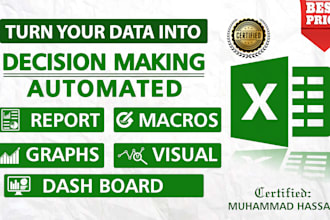 do excel data analysis, automation, vba, power query, macros