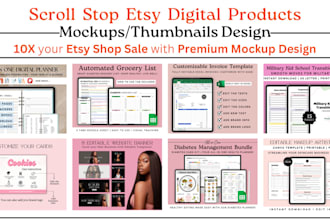 design stunning custom etsy digital products mockup or listing images thumbnails