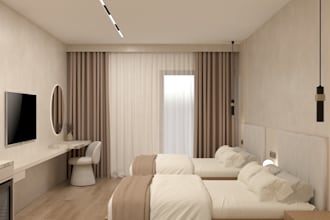 design boutique hotel rooms and lobby interiors