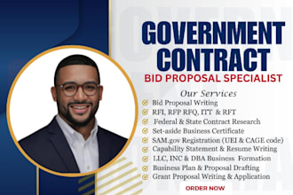 design a detail government contract capability statement, resume, business plan