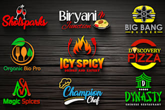 create fast food, truck, restaurant, cafe chef bbq 2d 3d logo design