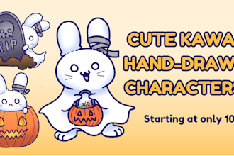 create cute kawaii hand drawn characters for stickers mascots and projects
