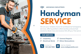 design cleaning, handyman, roofing, construction, electrician, plumbing website