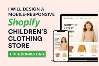 design profitable shopify childrens boutique store kids clothing website