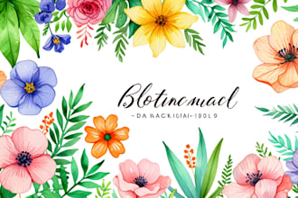 draw watercolor botanical illustration of flowers and plants