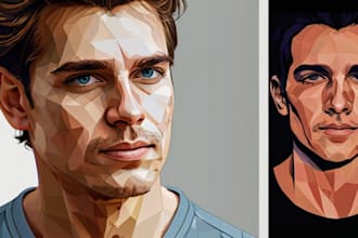 create a face into color vector art portrait