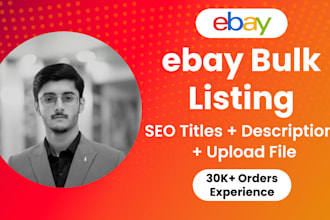 do ebay bulk product listing with SEO titles and descriptions