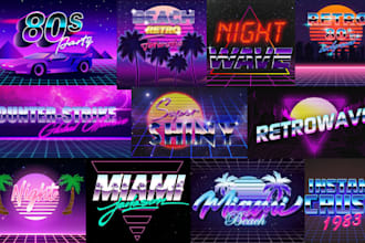 do neon, retro t shirt 80s, 90s vintage logo chrome text effect