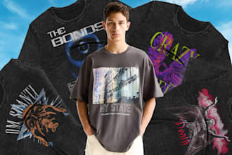 create a trading oversized, streetwear, tshirt or hoodie design with typography