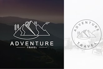 do minimalist line art text or badge logo design