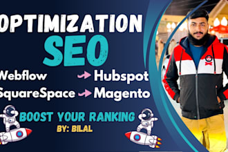 do onpage seo optimization of webflow, magento, hubspot, squarespace for ranking