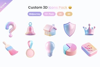 create a custom 3d illustration pack, any style using ai