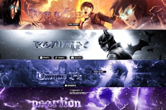 design unique anime banner for youtube, twitch, kick