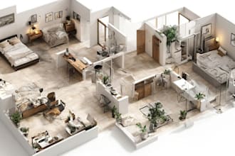 create 2d to 3d floor plan, render and visualization within 24 hours