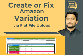 create amazon variation listing, merging via flat file