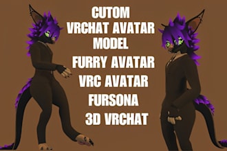 do custom furry avatar, vrchat avatar, vr character, vrc avatar, fursona