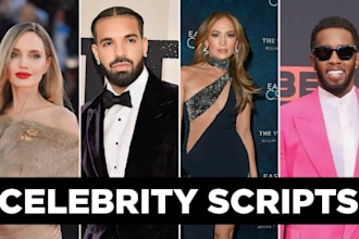write youtube scripts focused on celebrity gossip and news