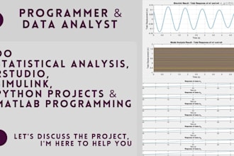 do statistical analysis, rstudio, simulink, python and matlab programming