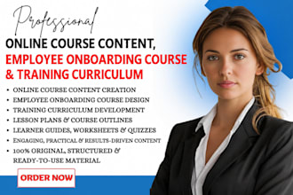 create online course content,employee onboarding course and training curriculum