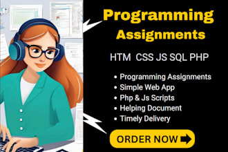 do web HTML, CSS, js, sql and PHP programming assignments