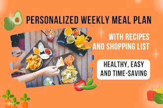create a personalized weekly meal plan with recipes and shopping list