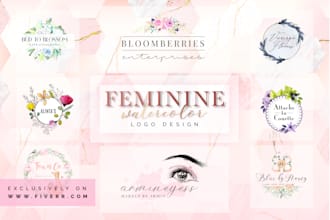 create feminine watercolor logo