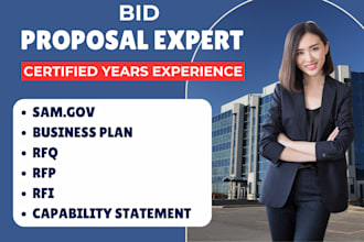 write bid proposal or grant proposal for rfp, rfq, rfi for government contract