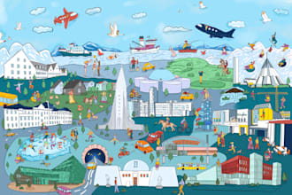 illustrate a custom hand drawn doodle map of your city country or event