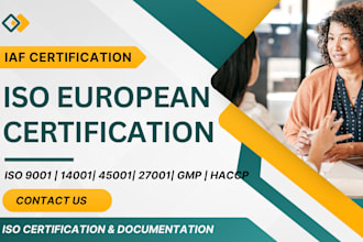iso 9001, 14001 45001, 27001, 22000, haccp, gmp certification documentation