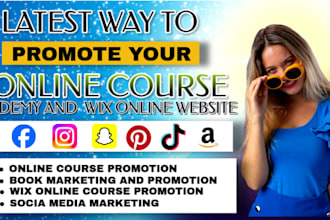wix online course website promotion,ebook online course, social media promotion