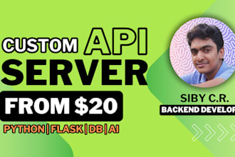 create custom API server with python flask or fastapi with ai integration and db