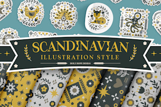 draw scandinavian style illustrations and patterns
