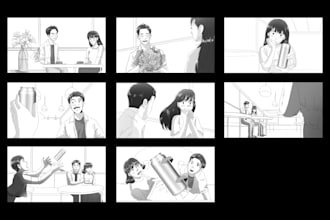 do 6 frame storyboard for films, animation and commercial