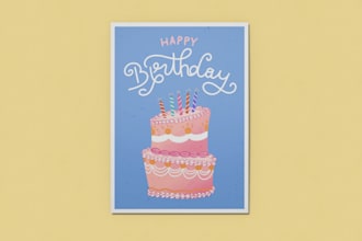 draw creative greeting card or postcard design in hand drawn style