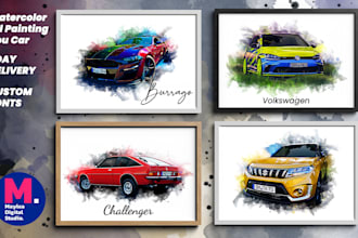 paint amazing professional watercolor oil painting portrait your car