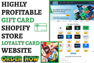 design gift card shopify store loyalty card gift box store voucher card website